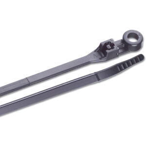 Black cable ties for fastening and organizing cables.
