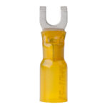 Yellow insulated fork terminal connector