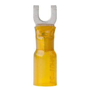 Yellow insulated fork terminal connector