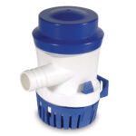 Blue and white bilge pump for boats.