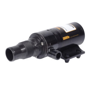 Black industrial water pump with fittings