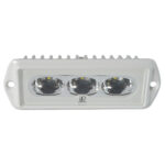 Three LED boat lights in white casing.