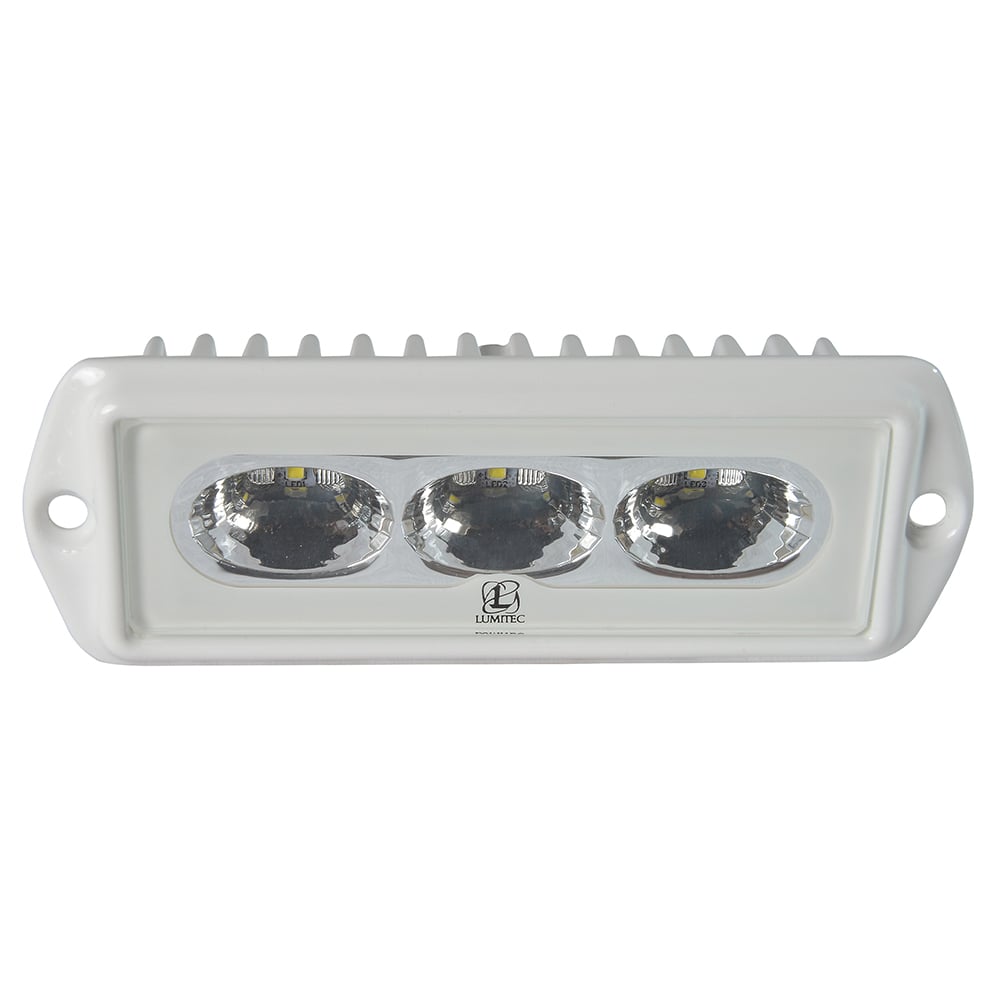 Three LED boat lights in white casing.