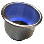 Stainless steel cup with blue interior
