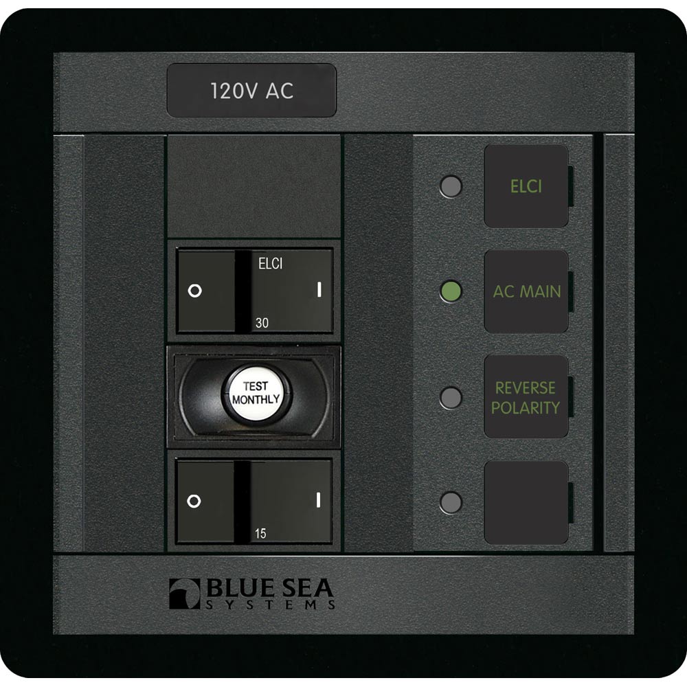 120V AC control panel with switches and indicators.