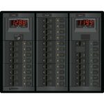 Electrical control panel with switches and meters.