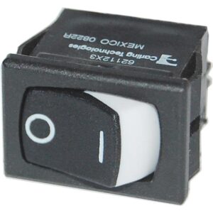 Black toggle switch with on/off labels.