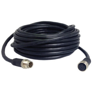 Coiled black male-female connector cable