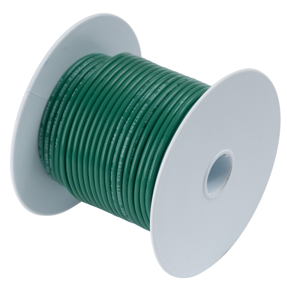 Spool of green electrical cable wire