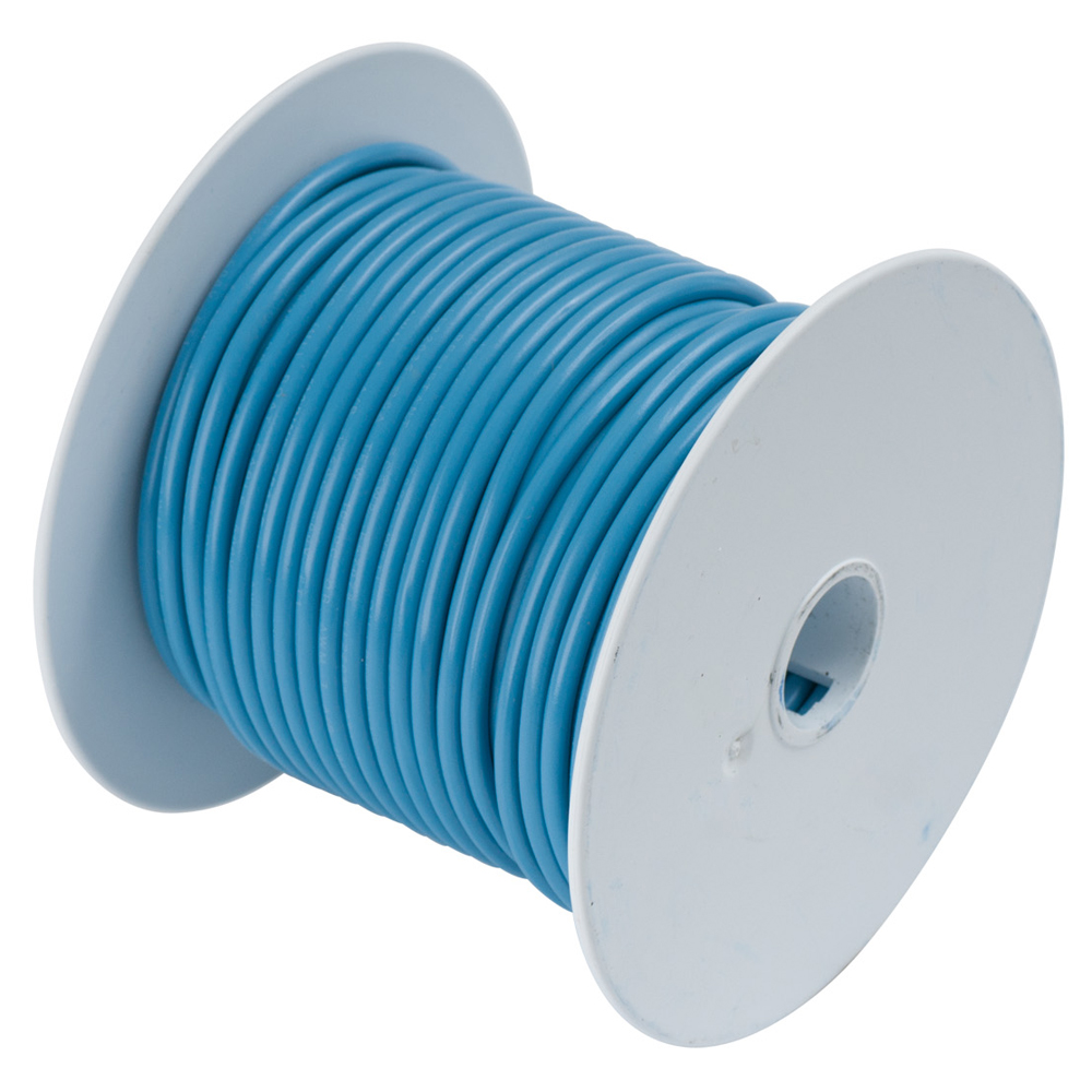 Blue wire spool on white background