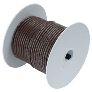 Brown electrical wire on spool.
