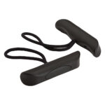 Black rubber ski pole grips with straps.