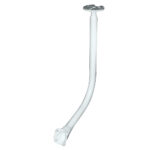 White curved shower curtain rod support