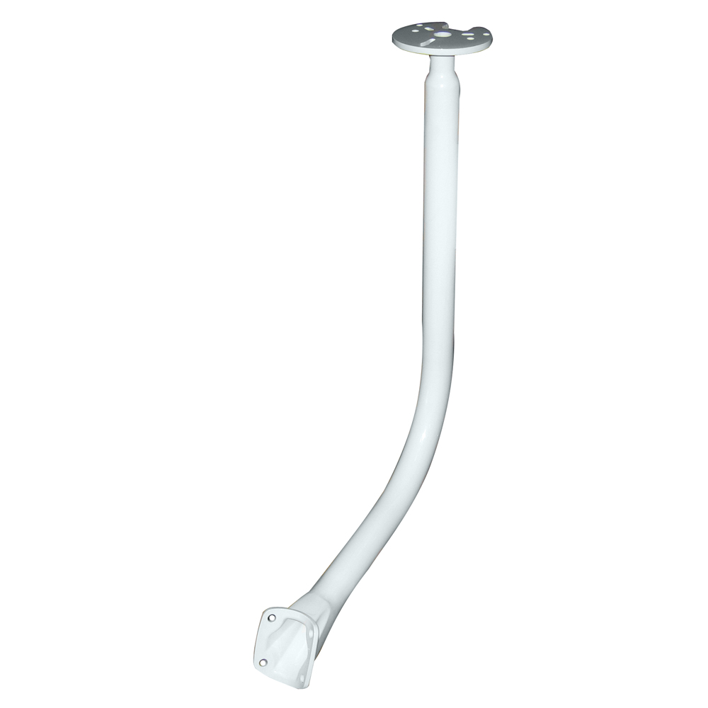 White curved shower curtain rod support