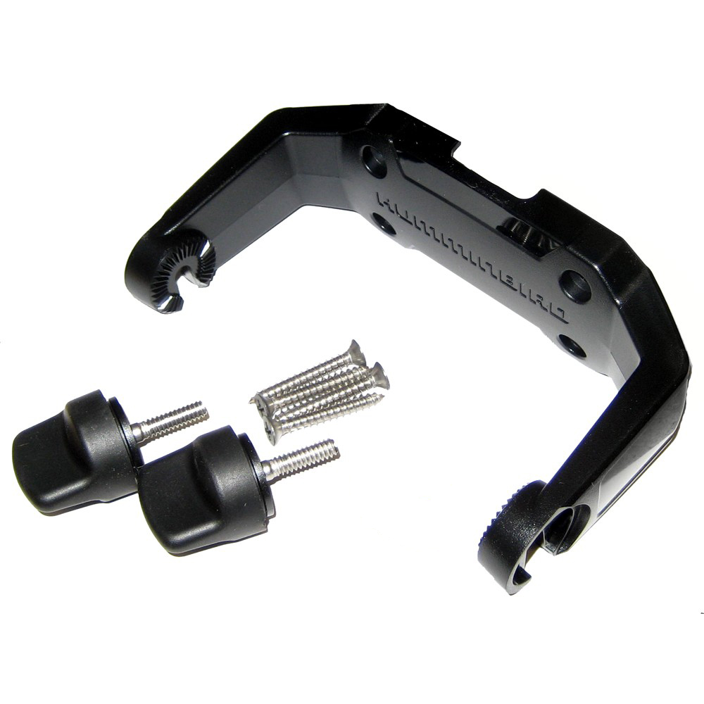 Black bracket with screws and knobs