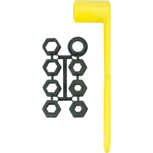 Yellow key shape and black hexagon connectors.