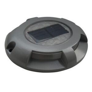 Round solar-powered LED road light
