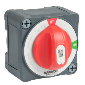 Red and black master switch for electrical control.
