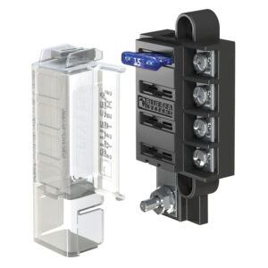 Modular electric fuse block with cover.