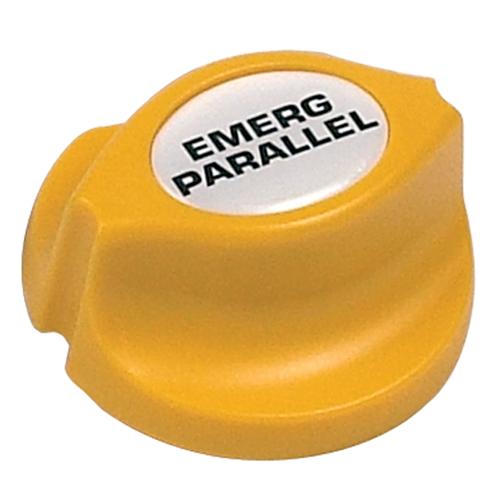 Yellow emergency switch labeled 'EMERG PARALLEL'