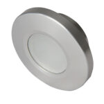 Circular LED ceiling light fixture, silver finish.