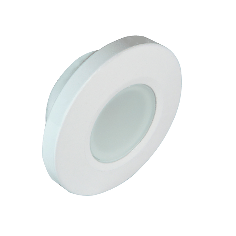 White round LED downlight on white background