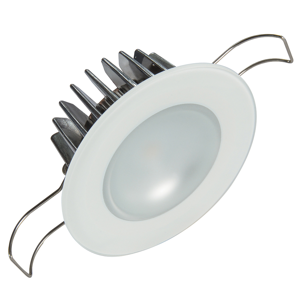 Recessed LED ceiling light with trim kit.