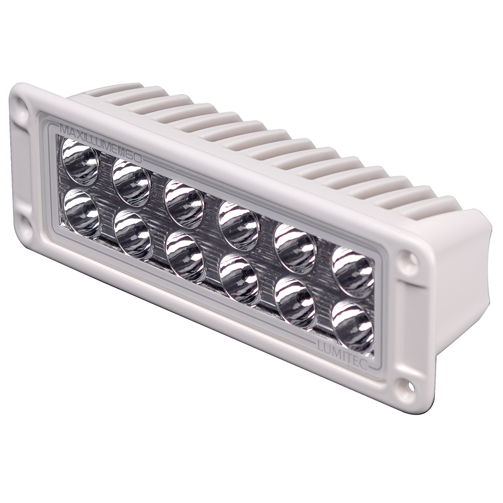 Rectangular LED light with multiple lenses, white casing.