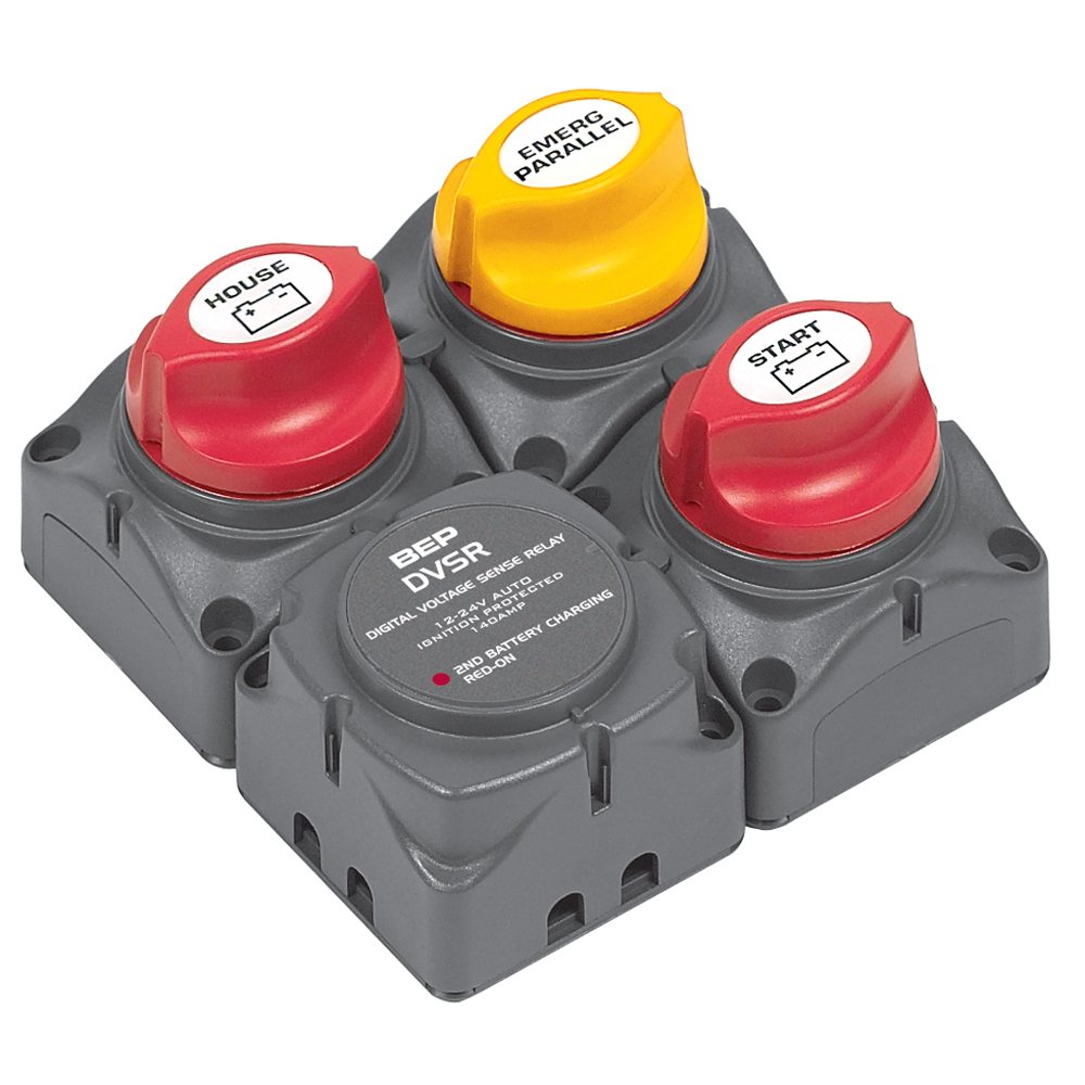 Red and yellow power switch panel with labels