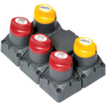 Battery switches in red and yellow configuration.