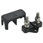 Black dual terminal cover with nuts and bolts