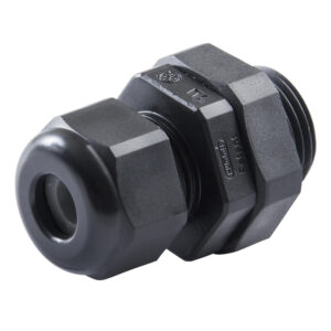 Black cable gland connector for wiring protection