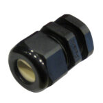 Black plastic cable gland connector