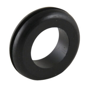 Black rubber grommet for cable protection