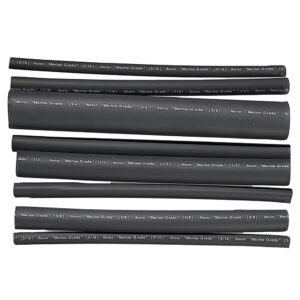 Black marine-grade heat shrink tubing assortment