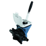 Manual boat bilge pump with handle.