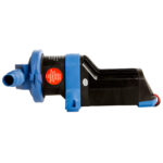 Black and blue diaphragm pump, side view