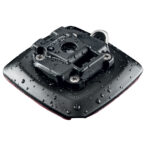 Black cleat covered in water droplets