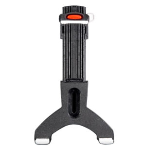 Black and red mounting bracket for tablets.