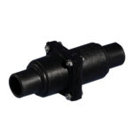 Black plastic pipe fitting connector