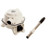 White marine handpump and handle.