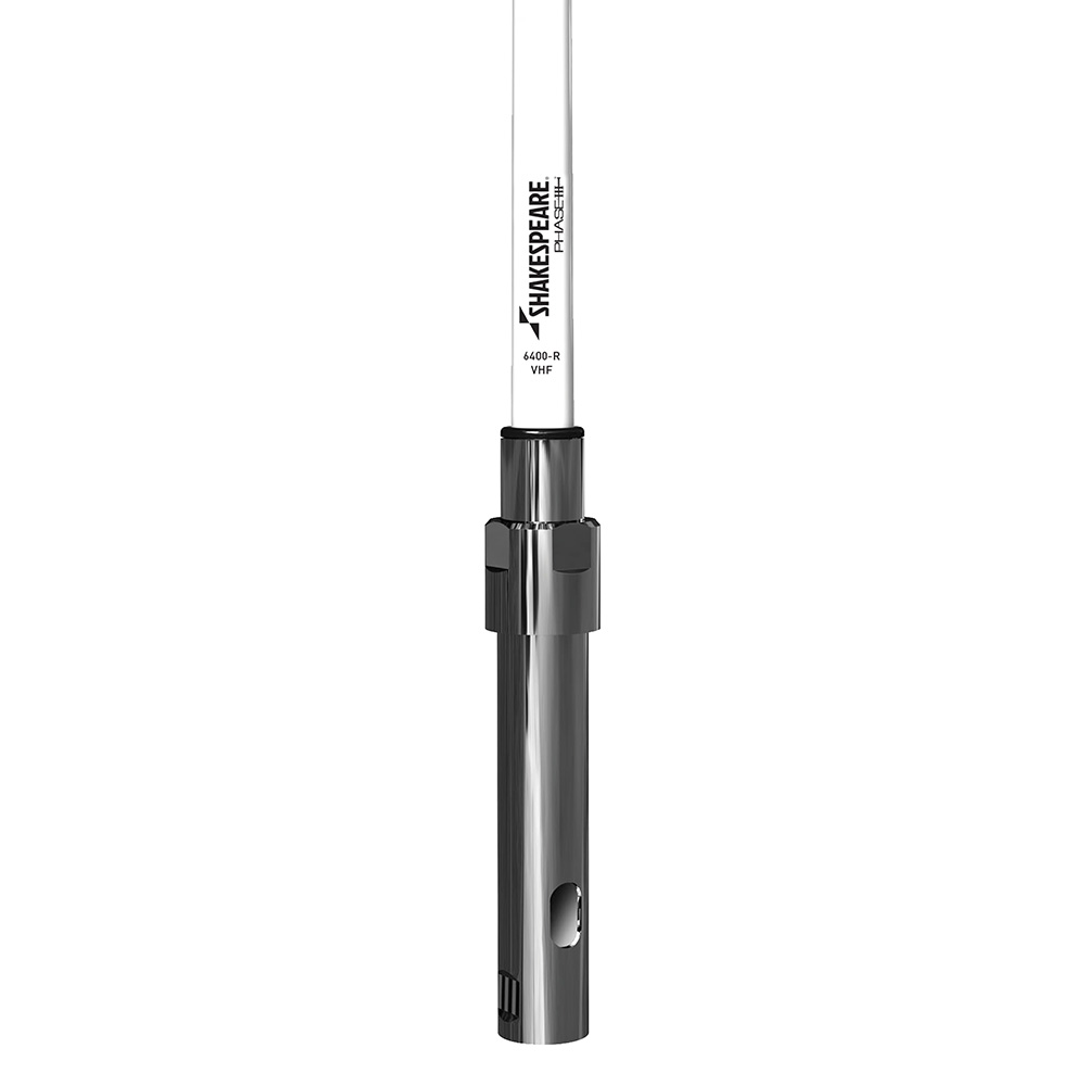 Shakespeare Pl-Push VHF antenna on white background.
