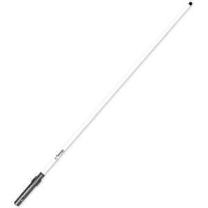Long white fiberglass antenna with black base.