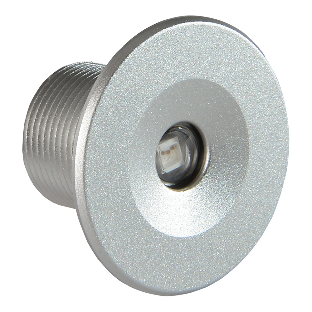 Silver LED recessed light fixture close-up