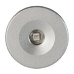 Close-up of round LED light fixture