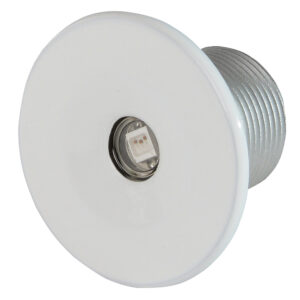 White LED pool light fixture close-up