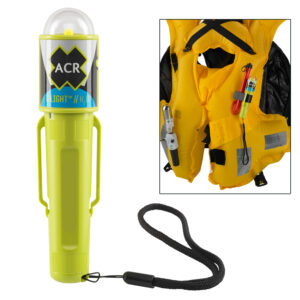 Emergency strobe light with attached life jacket clip.