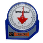 Magnetic angle protractor with red pointer.