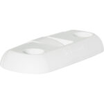 White plastic doorstop with two holes
