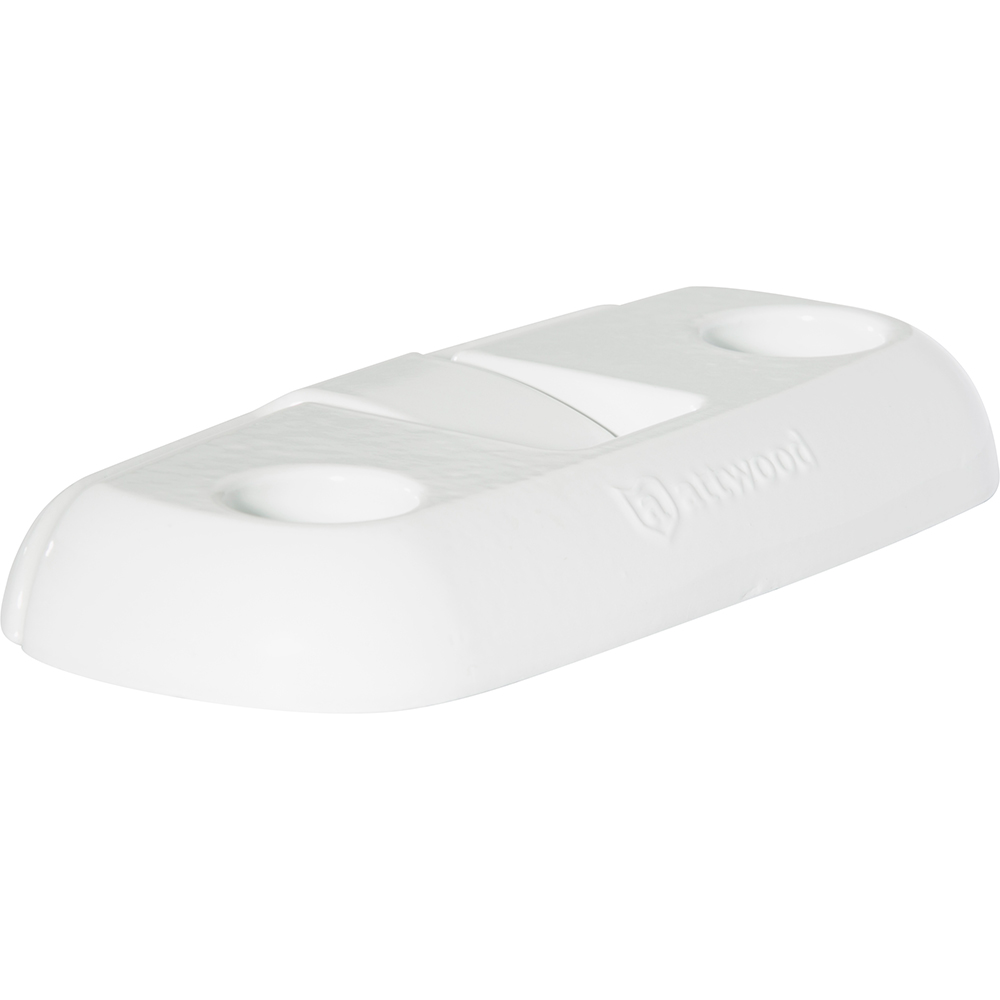White plastic doorstop with two holes